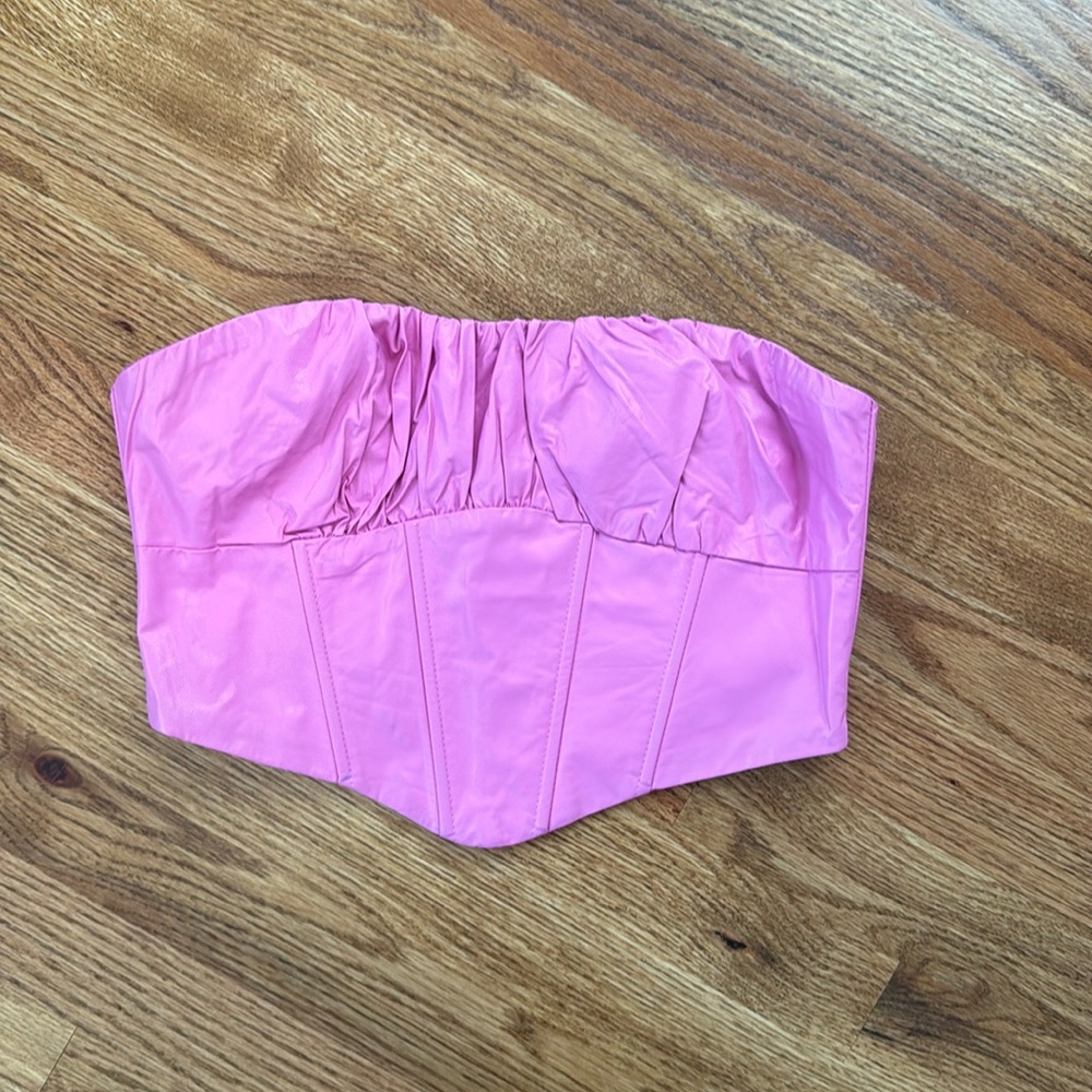 Pink faux leather crop top size M